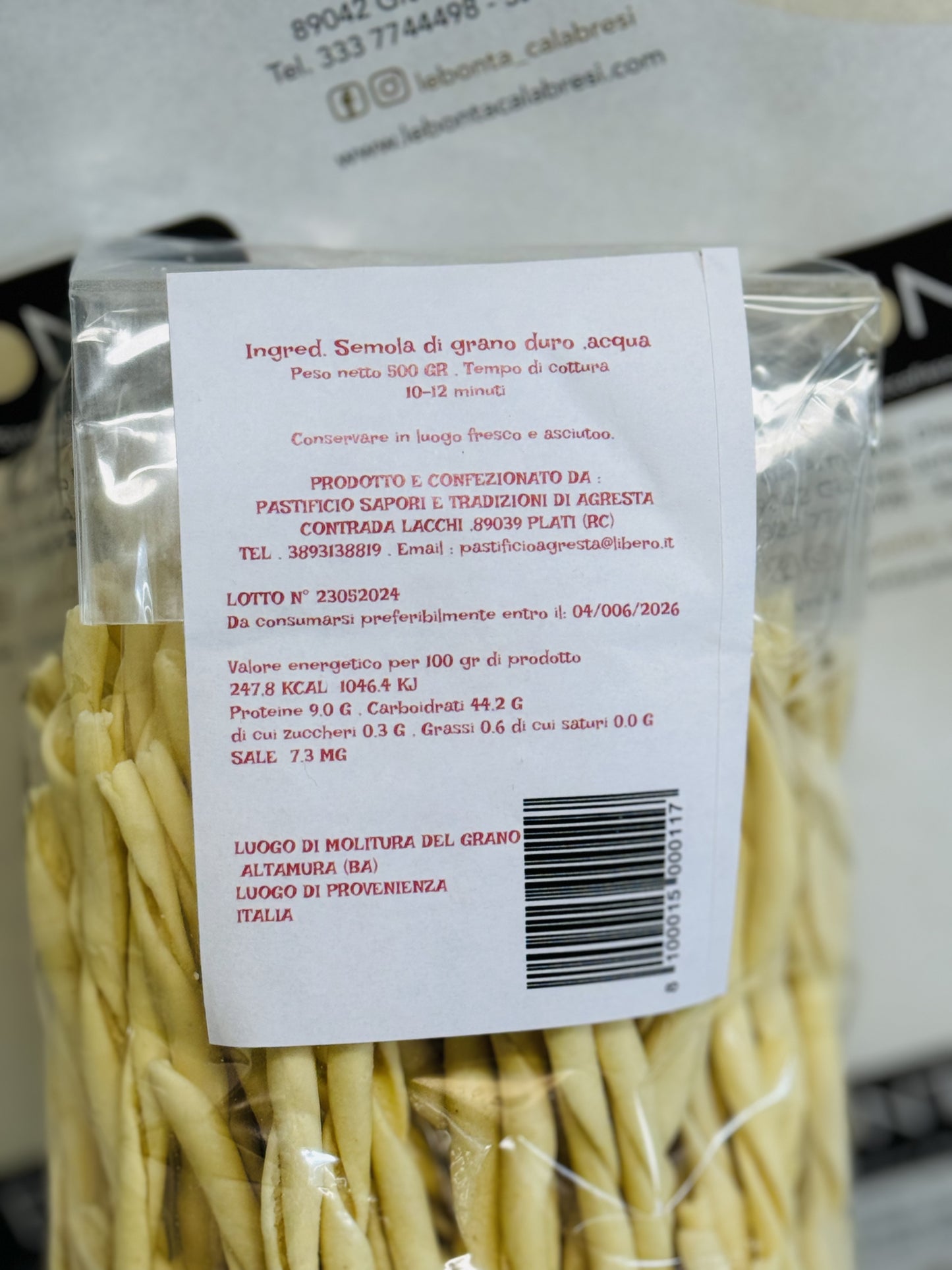 Pasta maccheroni calabresi